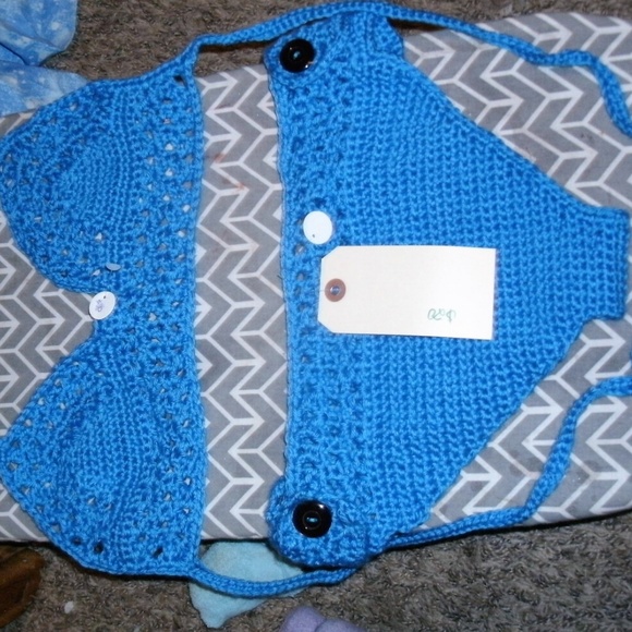 #410 NWT Crocheted Blue Bikini - Picture 2 of 4